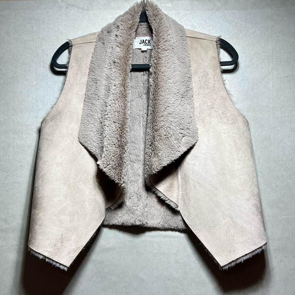 Jack by BB DakotaTaupe Faux Suede and Faux Fur Vest , Size Medium